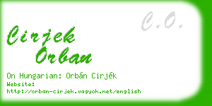 cirjek orban business card